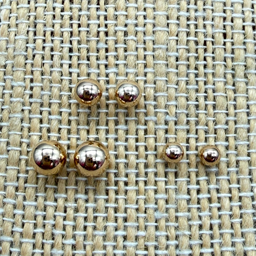 14k Yellow Gold Ball Stud Earrings Set 3mm 4mm 5mm Infinity Mark 3 Pairs